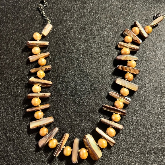 Unique Beaded Necklace with Orange and Brown Accents - Picture 1 of 2